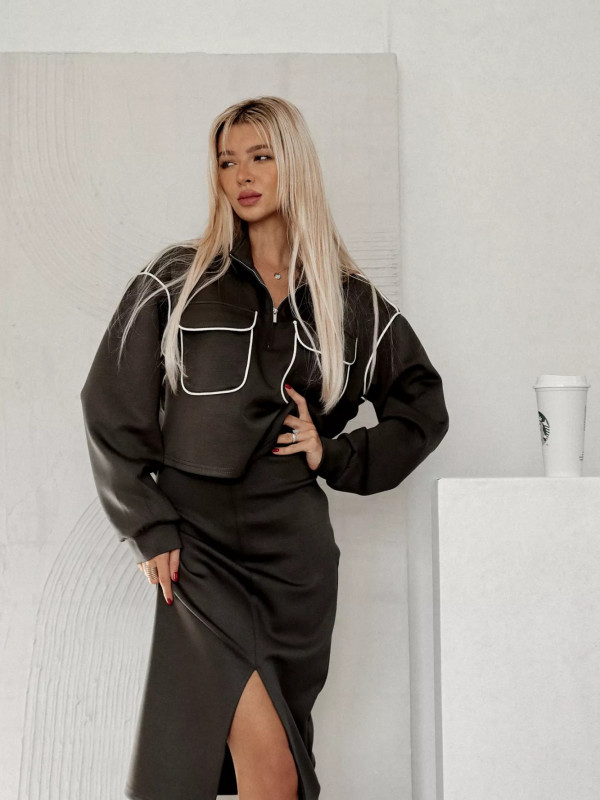 BLUZA O KRÓTSZYM KROJU GILLIAN ANTHRACITE 3