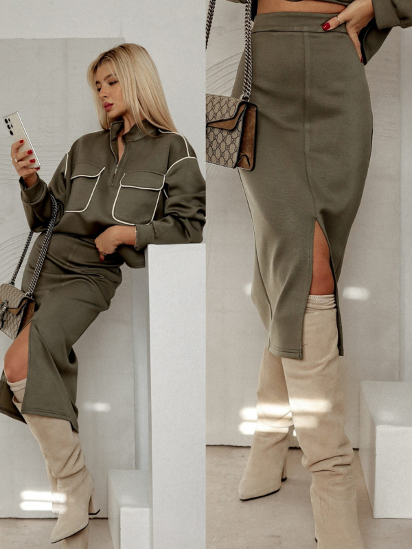 SPÓDNICA MIDI GILLIAN KHAKI