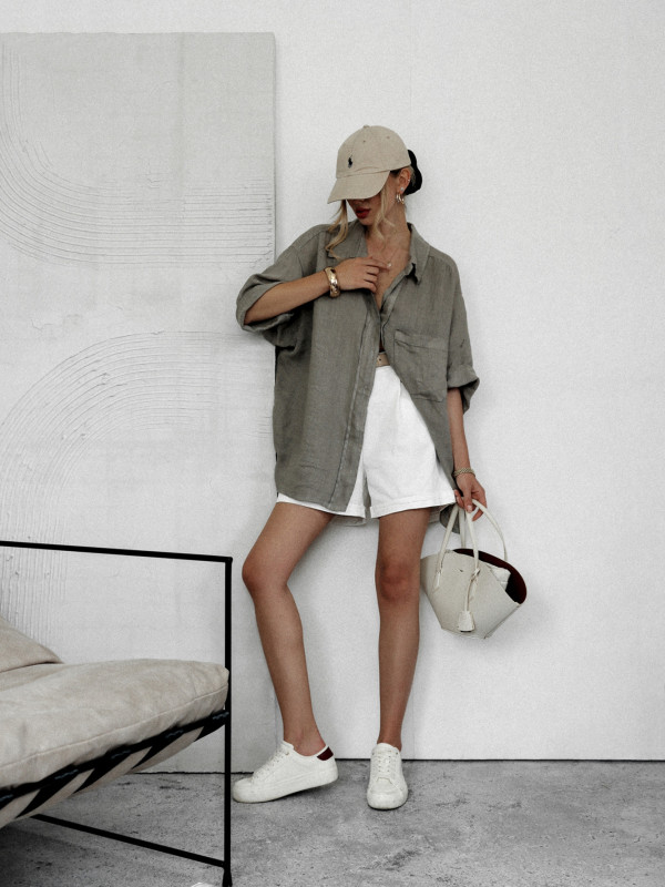 KOSZULA BLAKELY LNIANA O KROJU OVERSIZE KHAKI 2