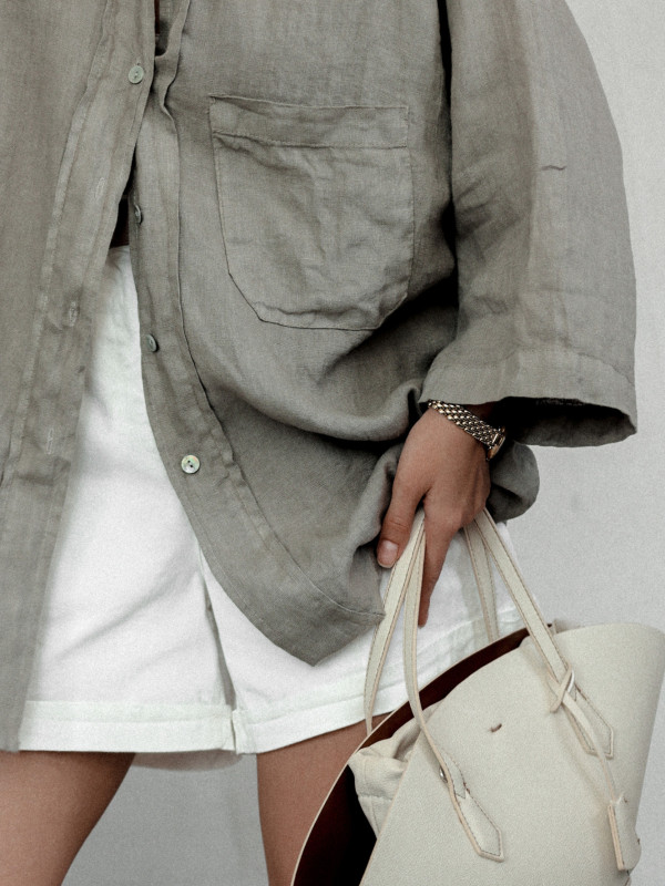 KOSZULA BLAKELY LNIANA O KROJU OVERSIZE KHAKI 4