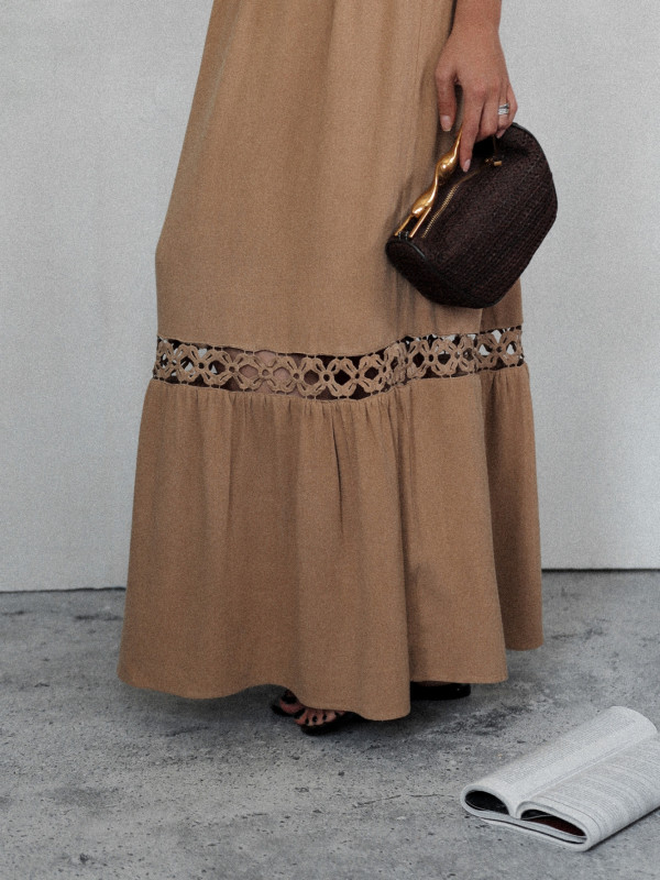 SUKIENKA IRIS MAXI KARMELOWA 3