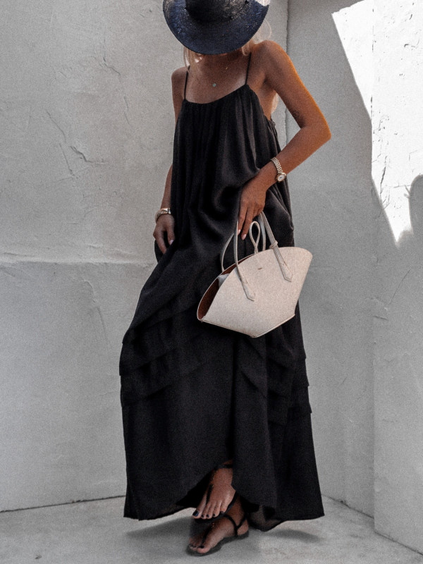 SUKIENKA MAXI SUMMER CZARNA - TENCEL