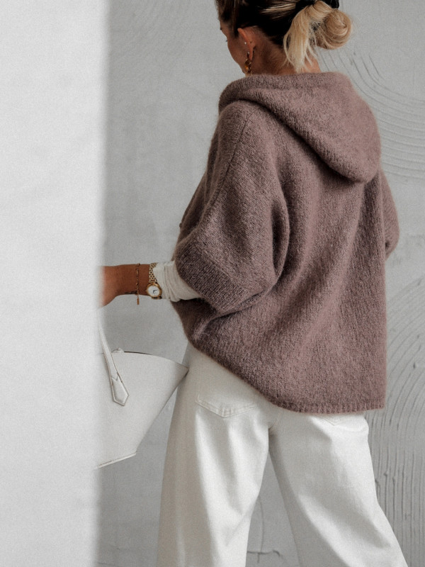 MOHEROWY SWETER SIDEWALK FLOW Z KAPTUREM MOKKA 3