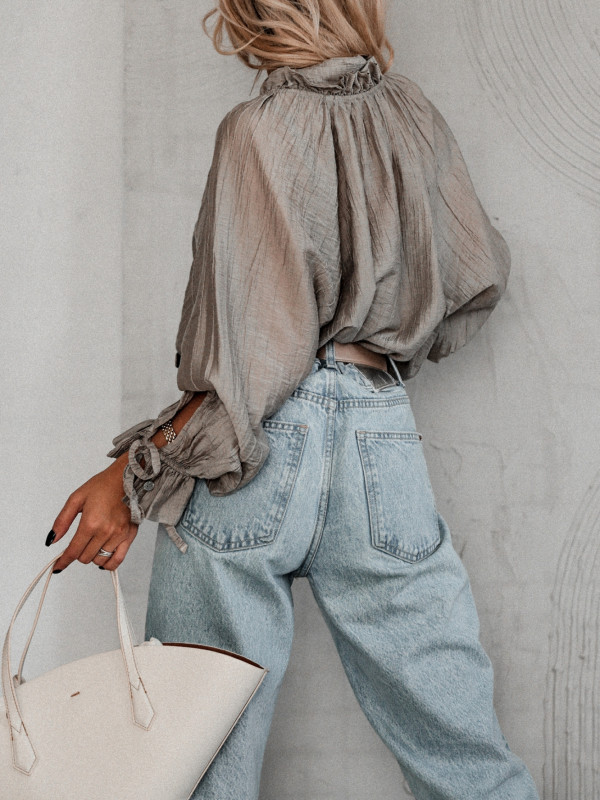 KOSZULA CONCRETE CHIC Z OZDOBNYM MANKIETEM TAUPE 2