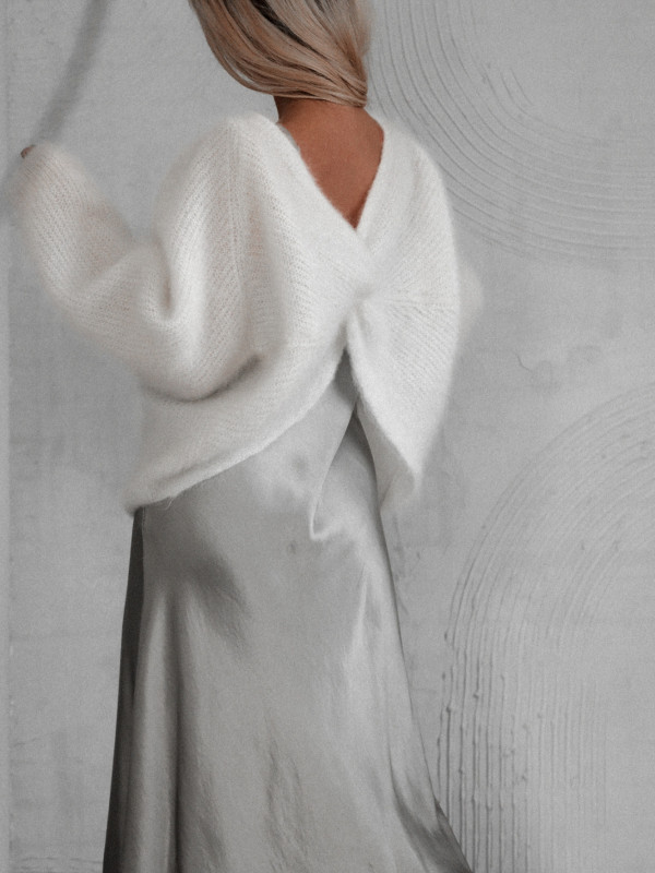 SWETER Z MOHEREM RUSTIC ECHOES BIAŁY