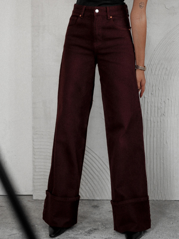 SPODNIE DENIM TOWER TAILORED BORDOWE 2