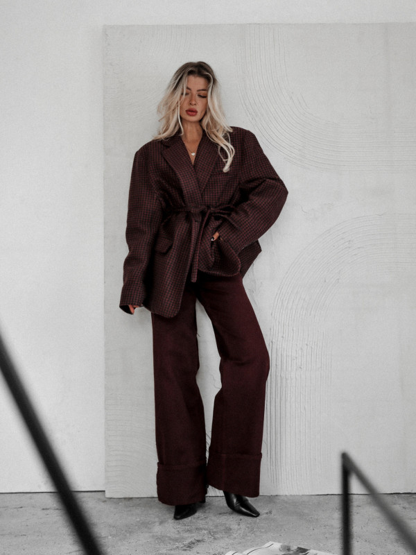 SPODNIE DENIM TOWER TAILORED BORDOWE 7
