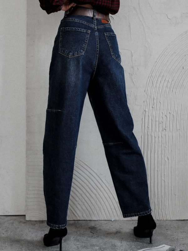 SPODNIE DENIM OLD CITY EDGE O KROJU BARREL CIEMNONIEBIESKIE 3