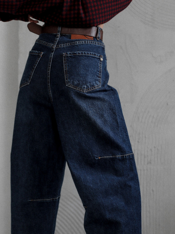 SPODNIE DENIM OLD CITY EDGE O KROJU BARREL CIEMNONIEBIESKIE 4
