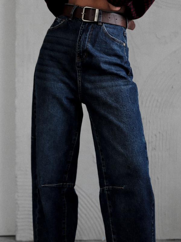 SPODNIE DENIM OLD CITY EDGE O KROJU BARREL CIEMNONIEBIESKIE 5