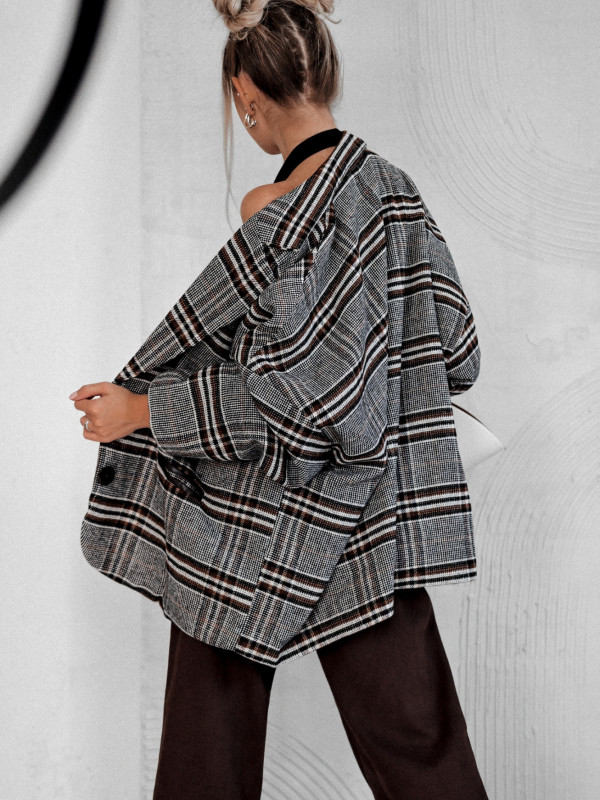 PŁASZCZ RUE DU SOIR W KRATĘ O KROJU OVERSIZE 1