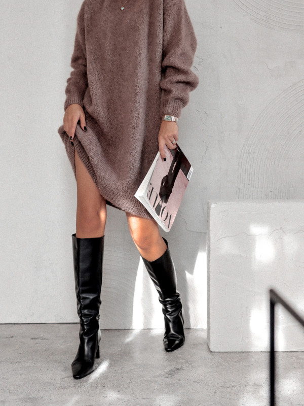 SUKIENKA CHIC CLAW Z DOMIESZKĄ MOHERU TAUPE 3