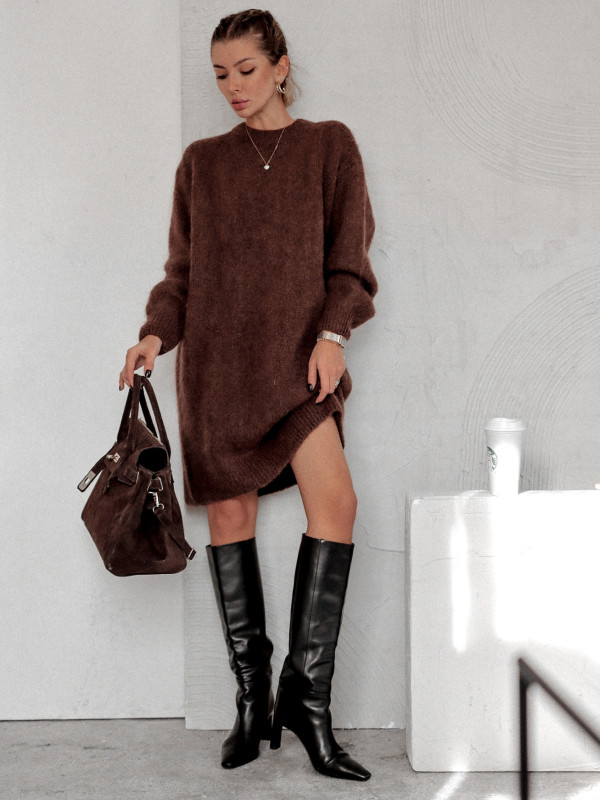 SUKIENKA CHIC CLAW Z DOMIESZKĄ MOHERU MLECZNA CZEKOLADA 3
