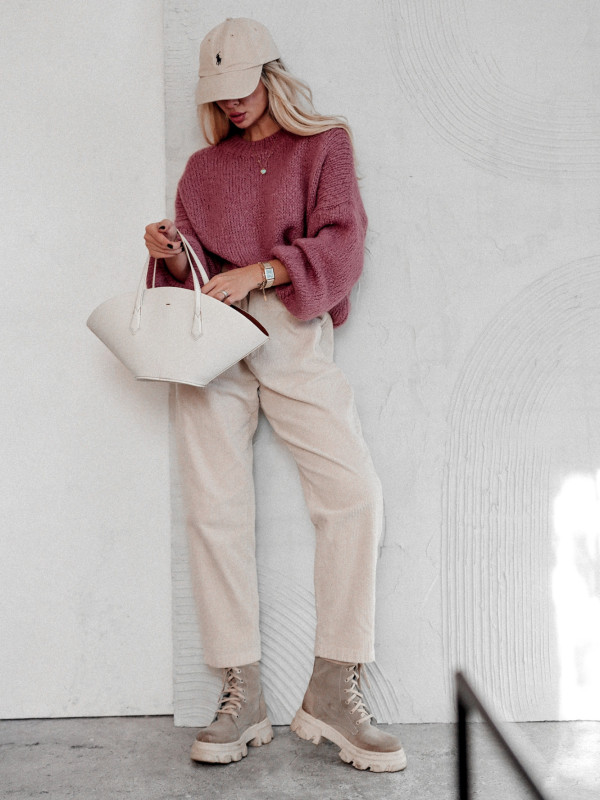 SWETER COLD FLAME O LUŹNIEJSZYM KROJU MAUVE